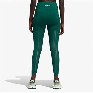 NWT IVY PARK Forrest Green Leggings with Mesh Side and Stripes